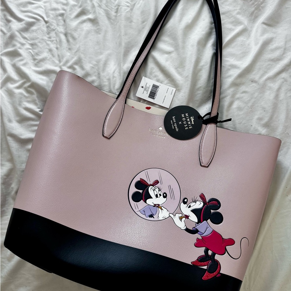 Kate Spade Pink and Black Minnie Mouse Tote Bag